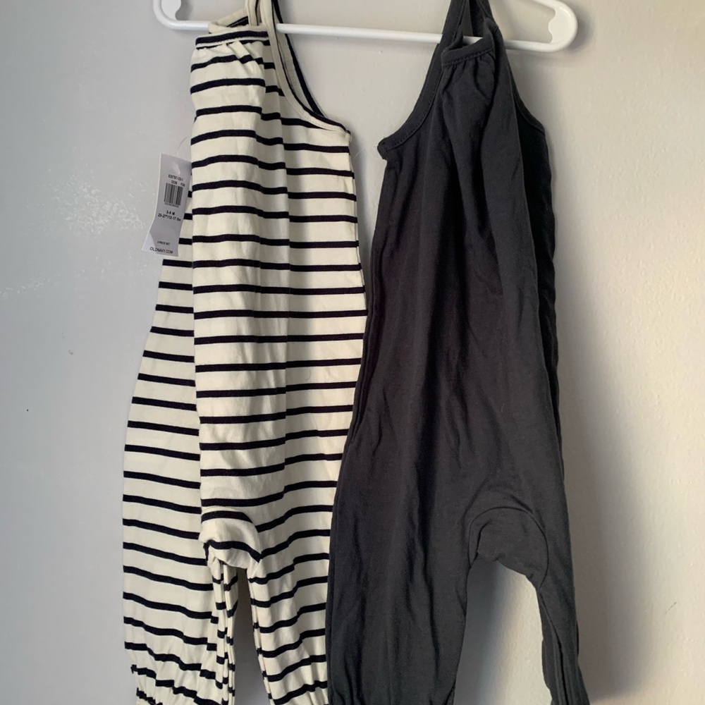PAIR of NWT Old Navy Sleeveless Cotton Baby Rompers